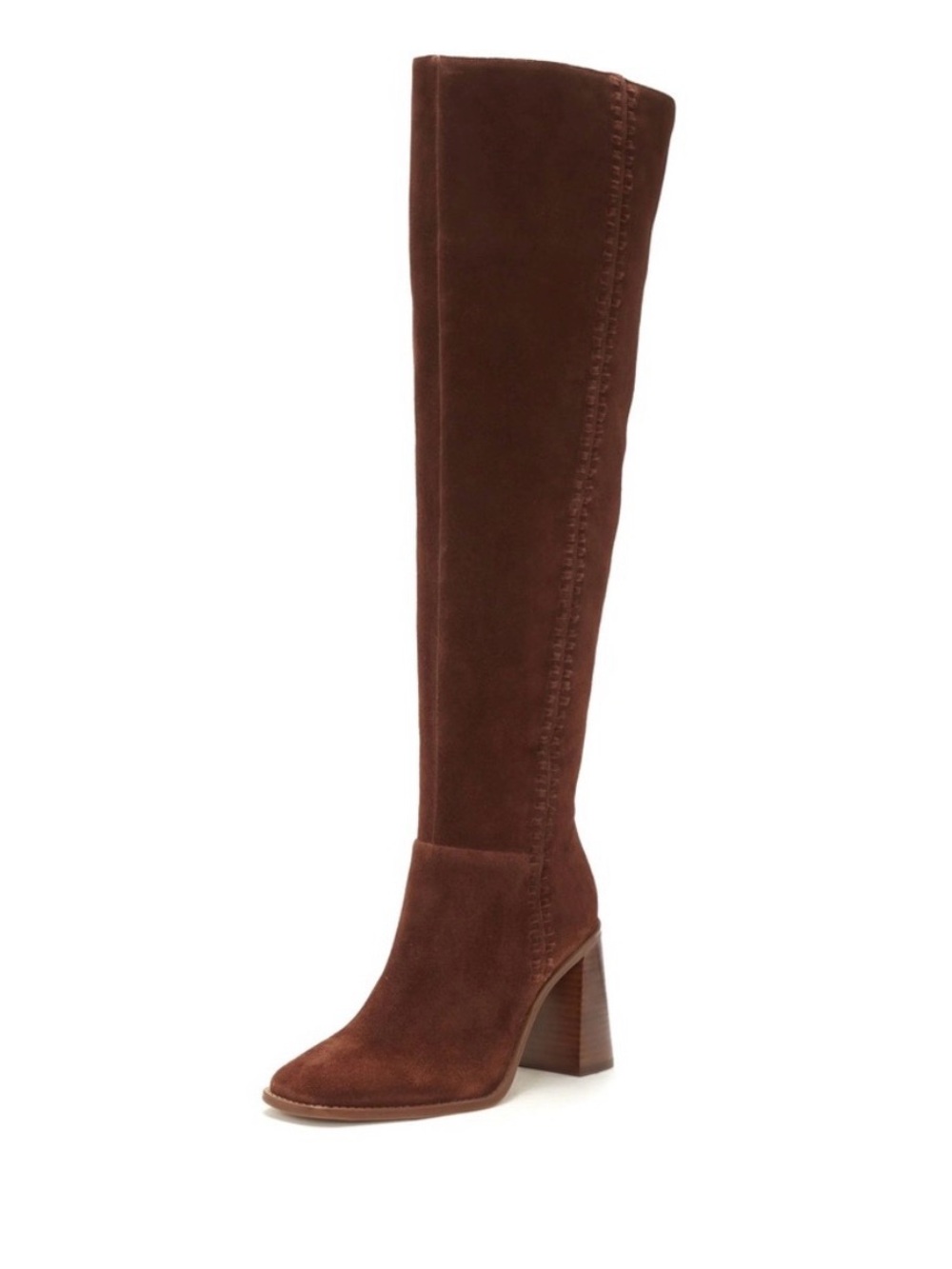 Vince Camuto Chestnut/Chocolate Suede Block-Heel Knee Boot - Picture 9 of 10